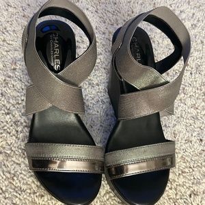 Charles by Charles David 4" wedges with elastic & leather straps